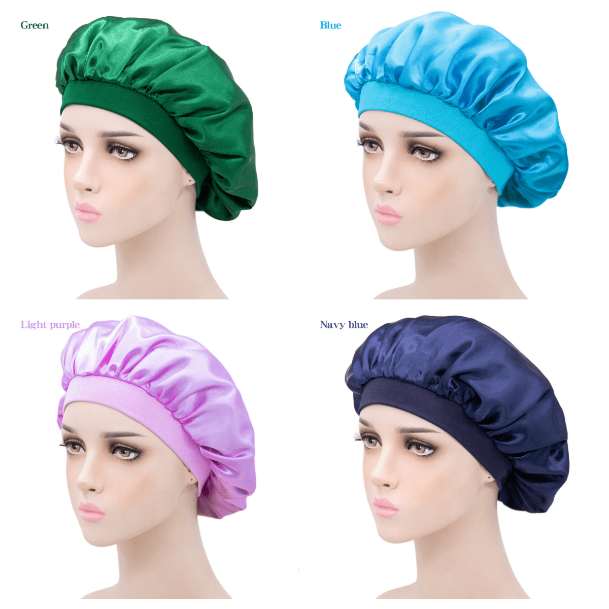  4 PCS Satin Bonnet for Sleeping,Hair Bonnets for