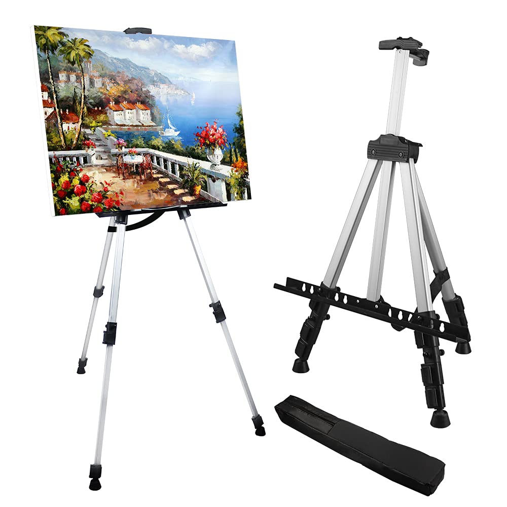 

Artist Easel Stand, Metal Tripod Adjustable Easel For Painting Canvases Height From 17 To 66 Inch, Carry Bag For Table-top/floor Drawing And Displaying