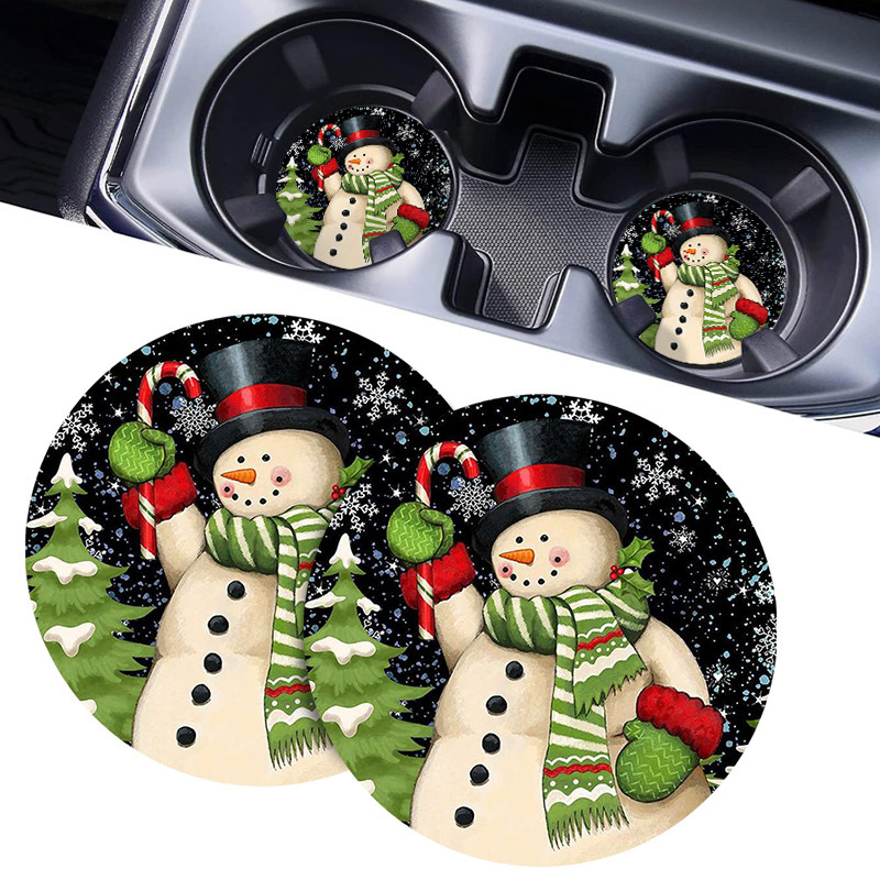 2Pcs Car Coasters for Cup Holders,Christmas Decorations,car Decor,Cup  Holder Coaster for Car,Cup Mats,Car Accessories for Women,Automotive Car  Cup