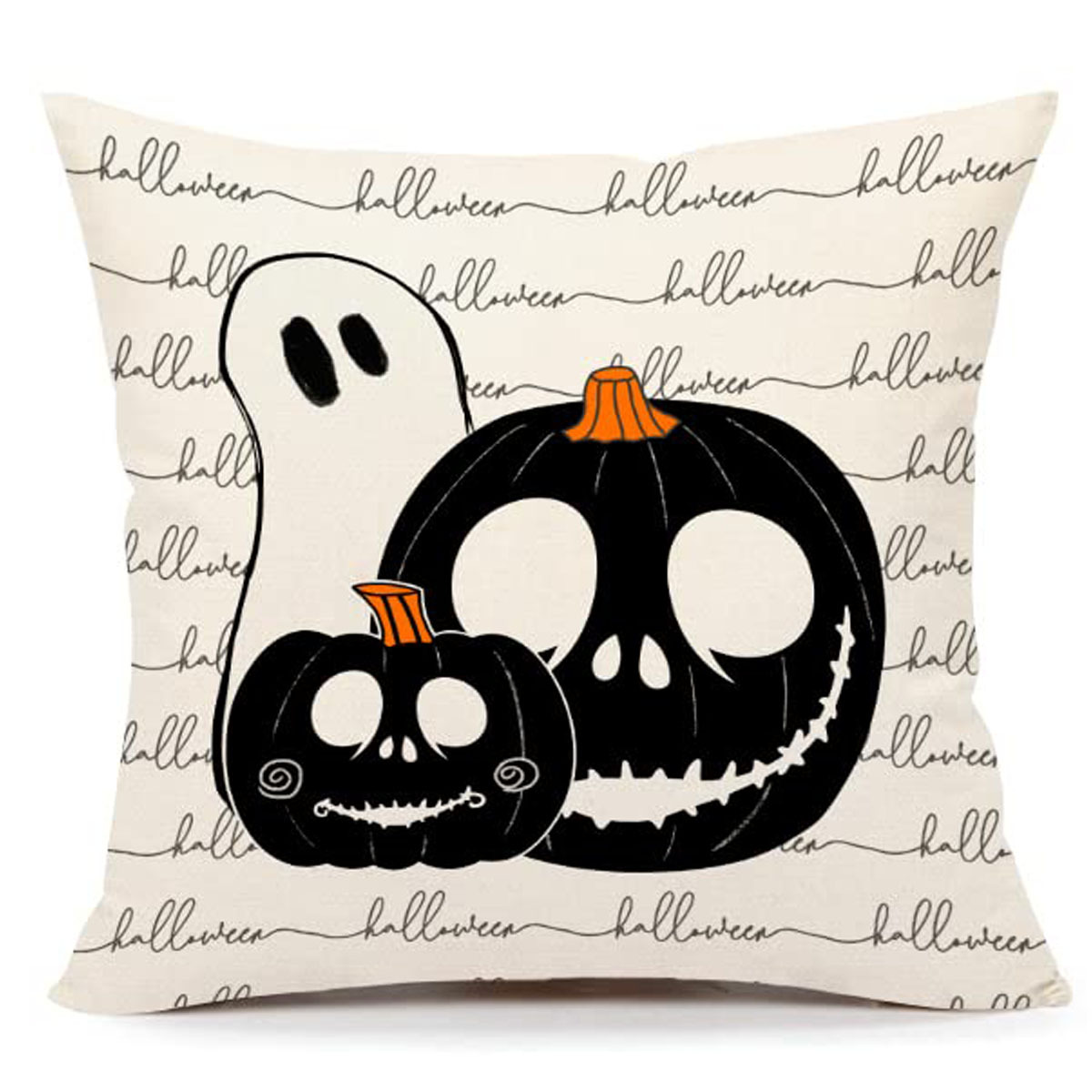  Fukeen Happy Halloween Pillow Covers 18x18 Inch Set of 4 Trick  or Treat Spooky Boo Ghost Horror Pumpkin Cat Bat Skull Fall Farmhouse Decor  Throw Pillow Cases Black and White Halloween