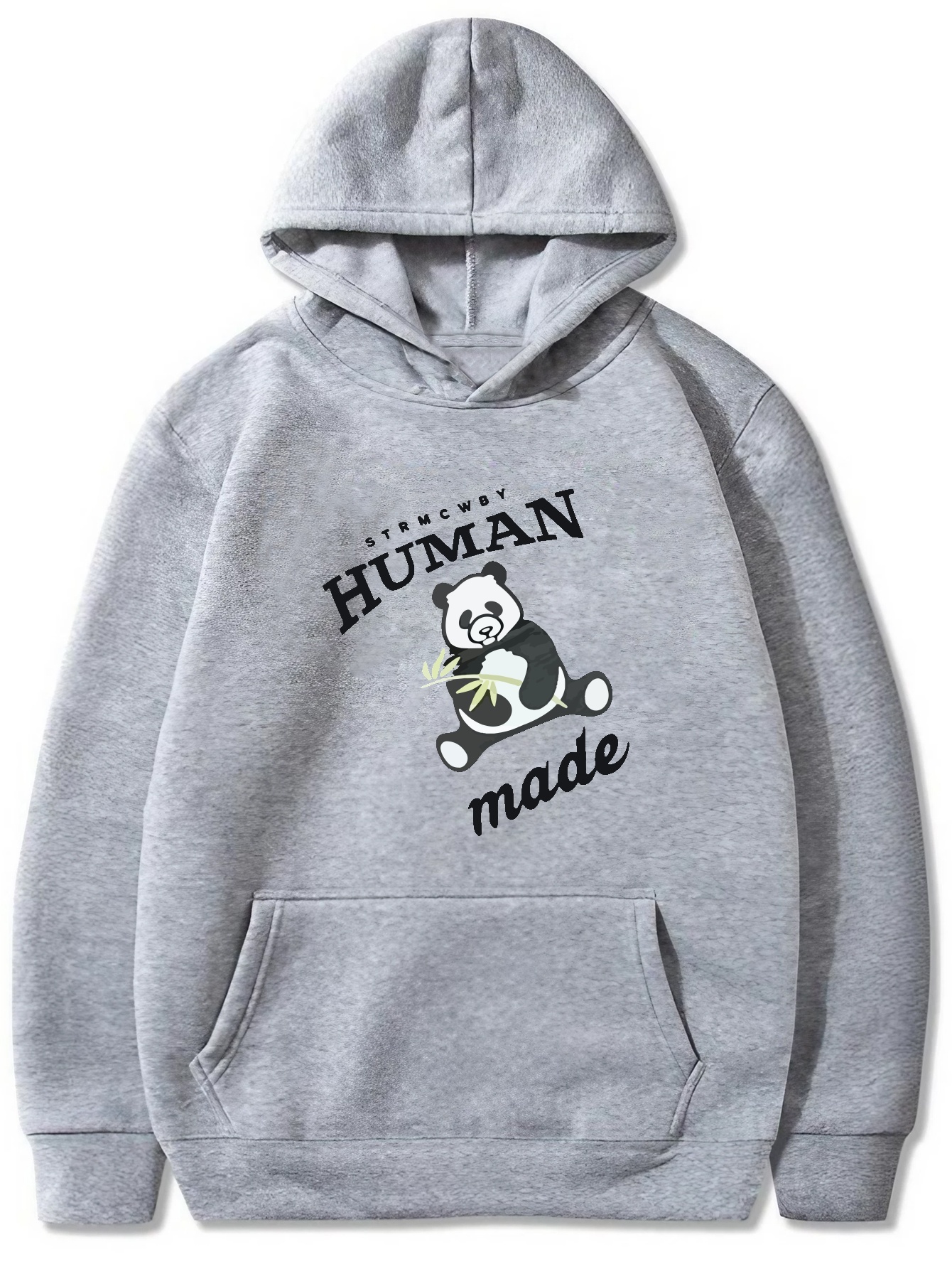 Panda Pattern Hoodie With Kangaroo Pocket, Men's Casual Stretch