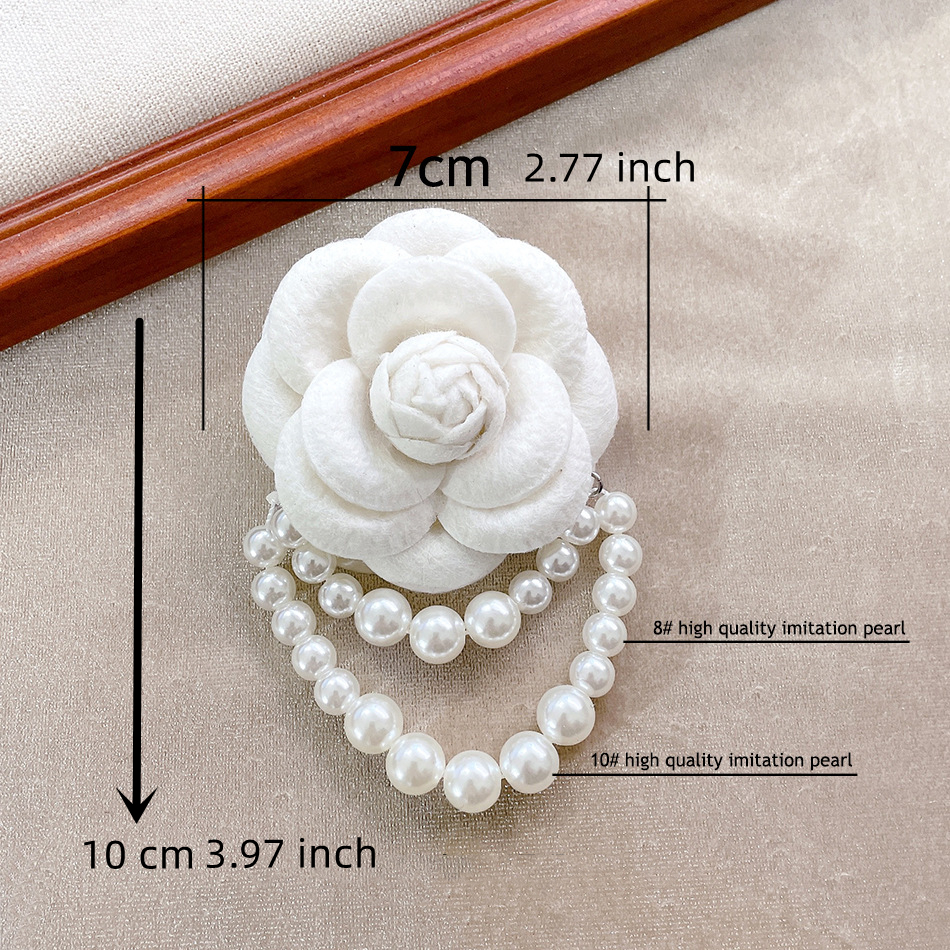 Fashion Men Camellia Faux Pearl Brooches Pins Fashion - Temu