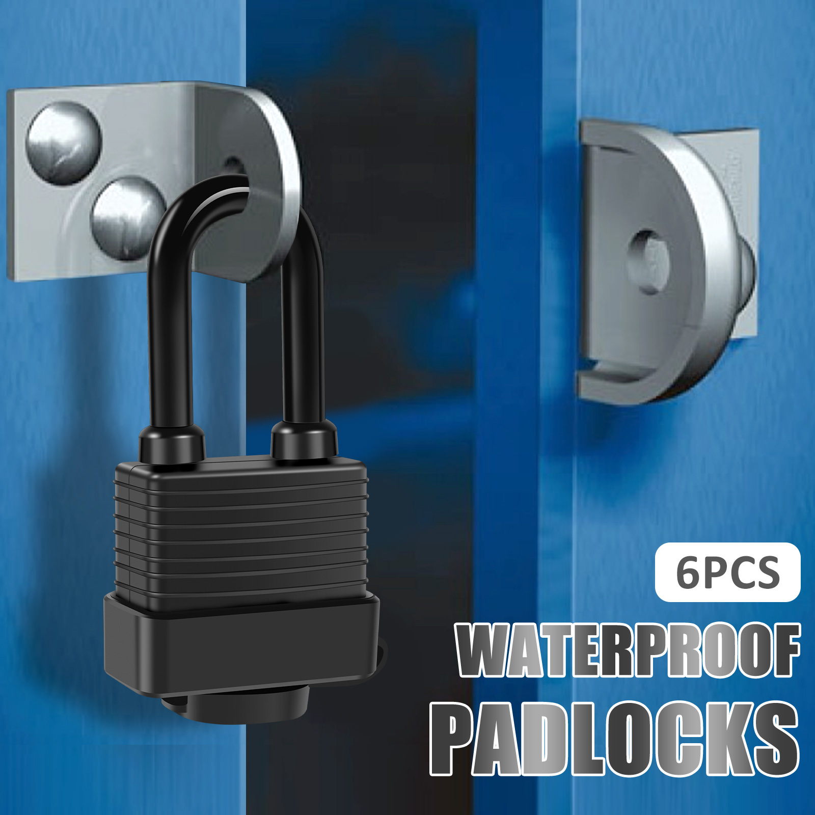 Padlock with Key - 2 Large Heavy Duty Pad Lock 5 Matching Keys -  Weatherproof Rust Resistant Steel