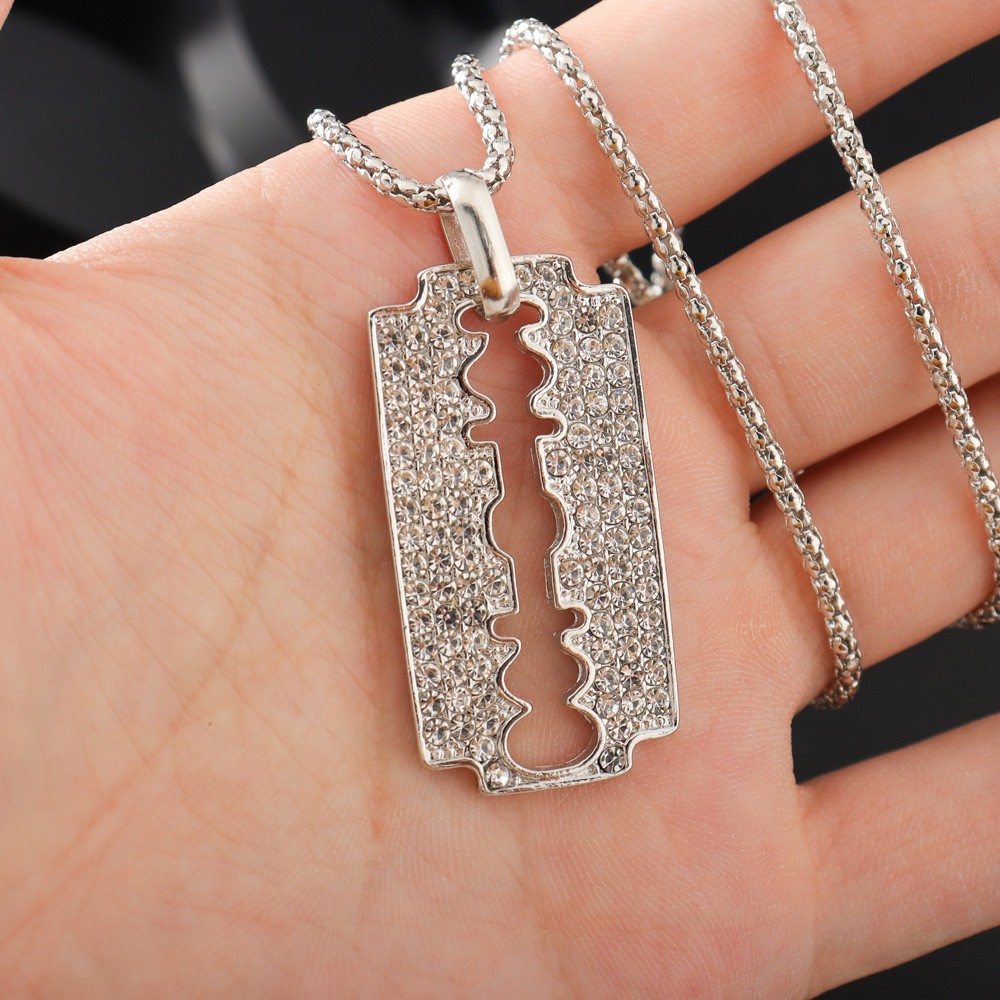 Bling Jewelry Men's Razor Blade Dog Tag Necklace