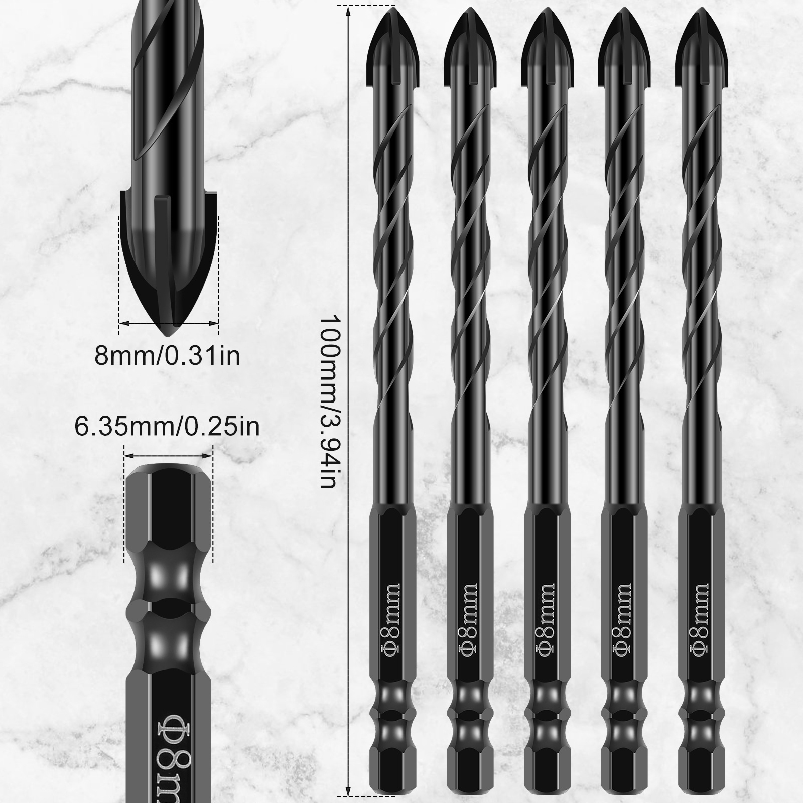 Tools Masonry Drill Bit Set  Carbide Hex Shank Drill Bit