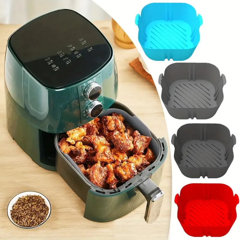 1pc Square Air Fryer Silicone Pot Reusable Air Fryers Liners Oven
