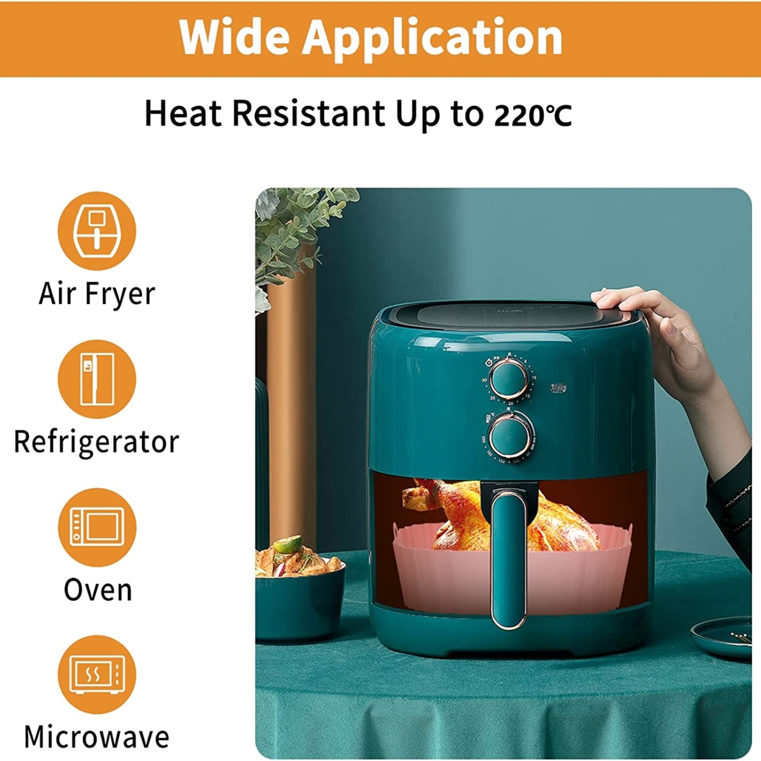 5 pz Cestino in silicone misura MAXI XXL Quadrati per friggitrici ad aria  riutilizzabile e antiaderente