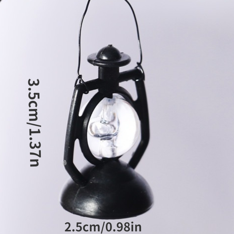 Miniature Lantern Mini Kerosene Lamp Light Dollhouse Decoration  Accessories, 1:12 Dollhouse Miniature Kerosene Lamp(Type 2-with Light)