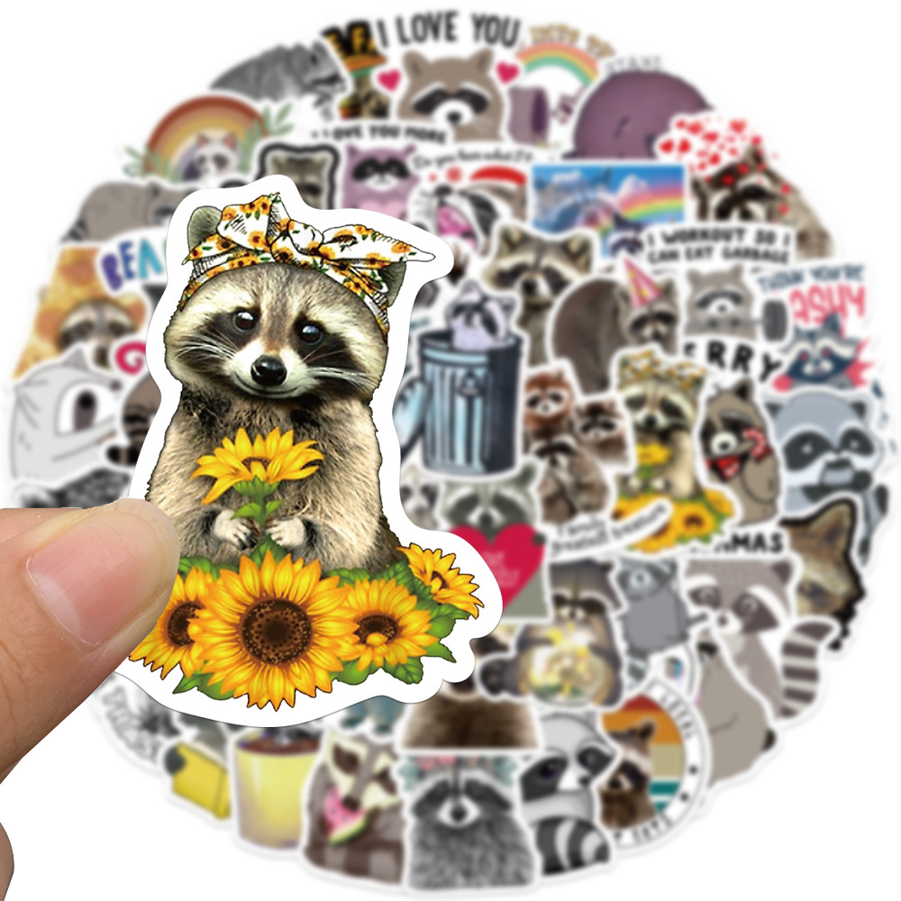 54sheets Little Raccoon Stickers Waterproof Vinyl Sticker - Temu