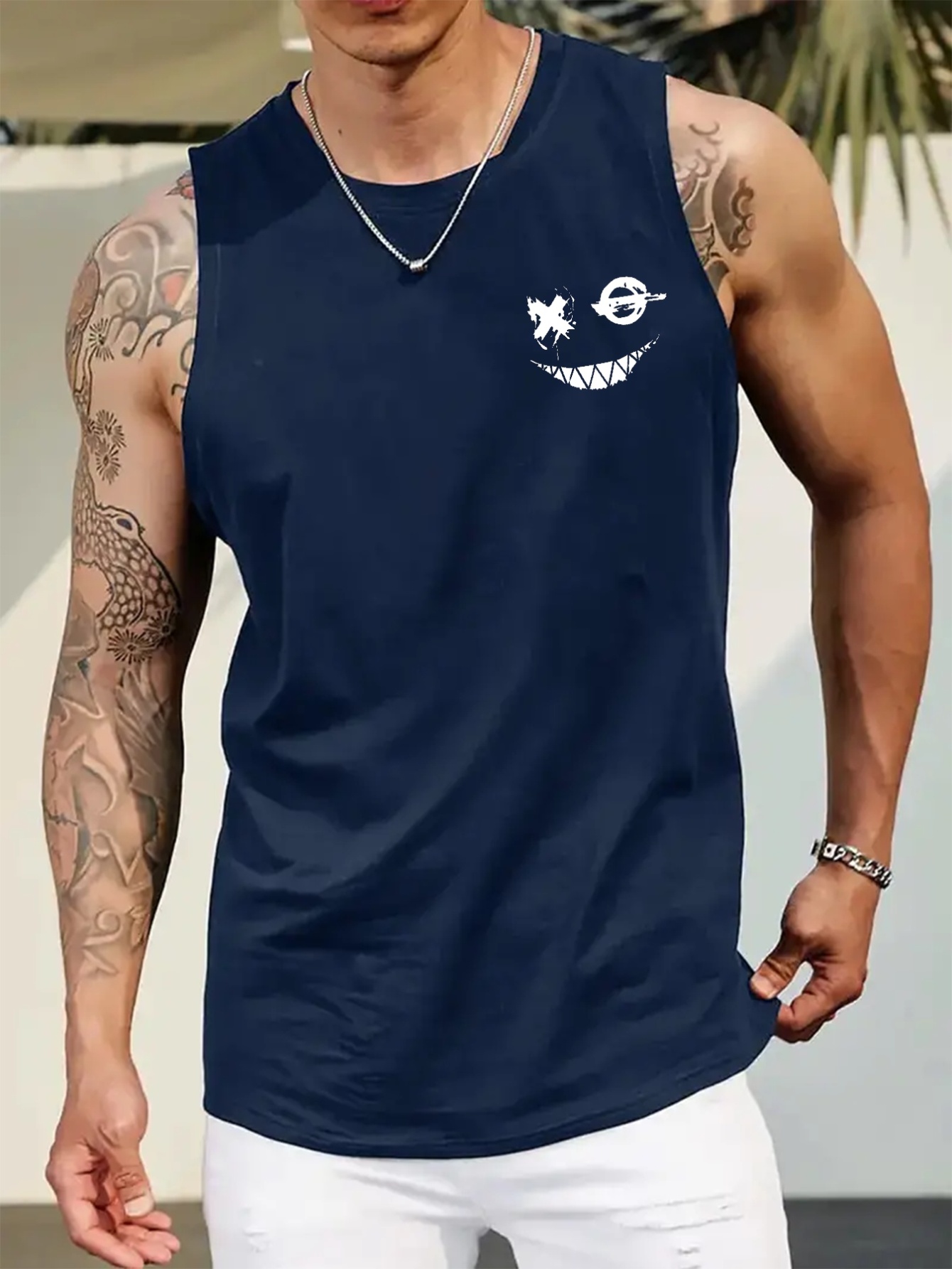 Devil Face Pattern Comfy Breathable Tank Top Men's Casual - Temu Canada