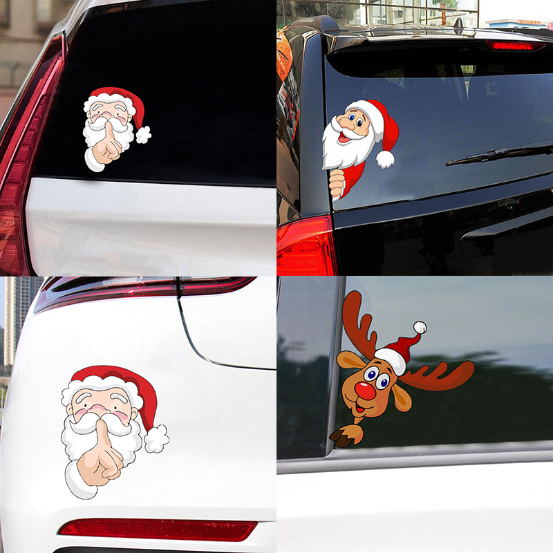 Christmas Decor Santa Claus Elk Sticker Car Window Decals - Temu
