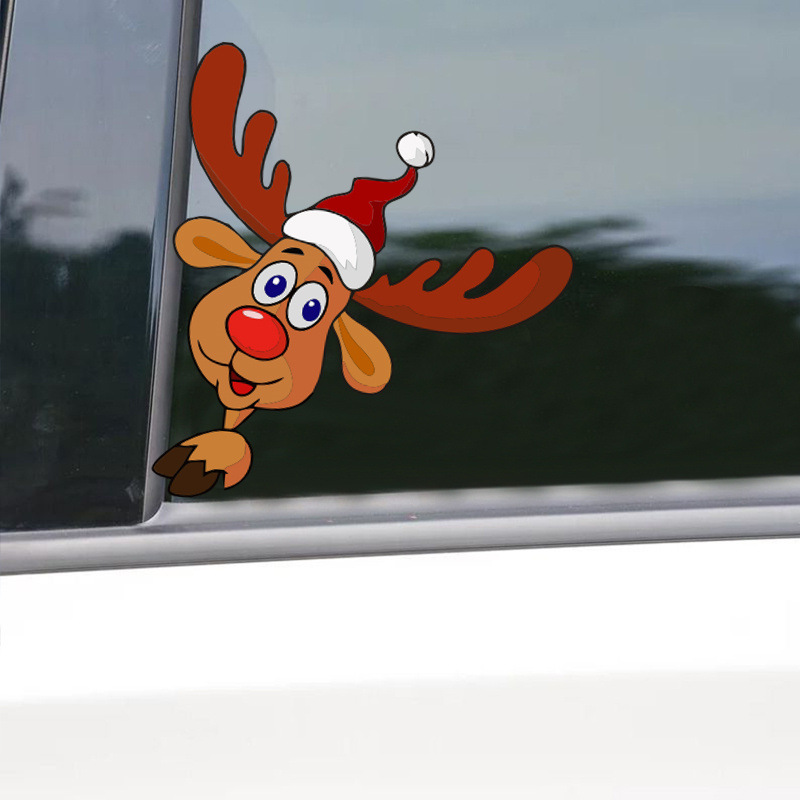 Christmas Decor Santa Claus Elk Sticker Car Window Decals Vinyl