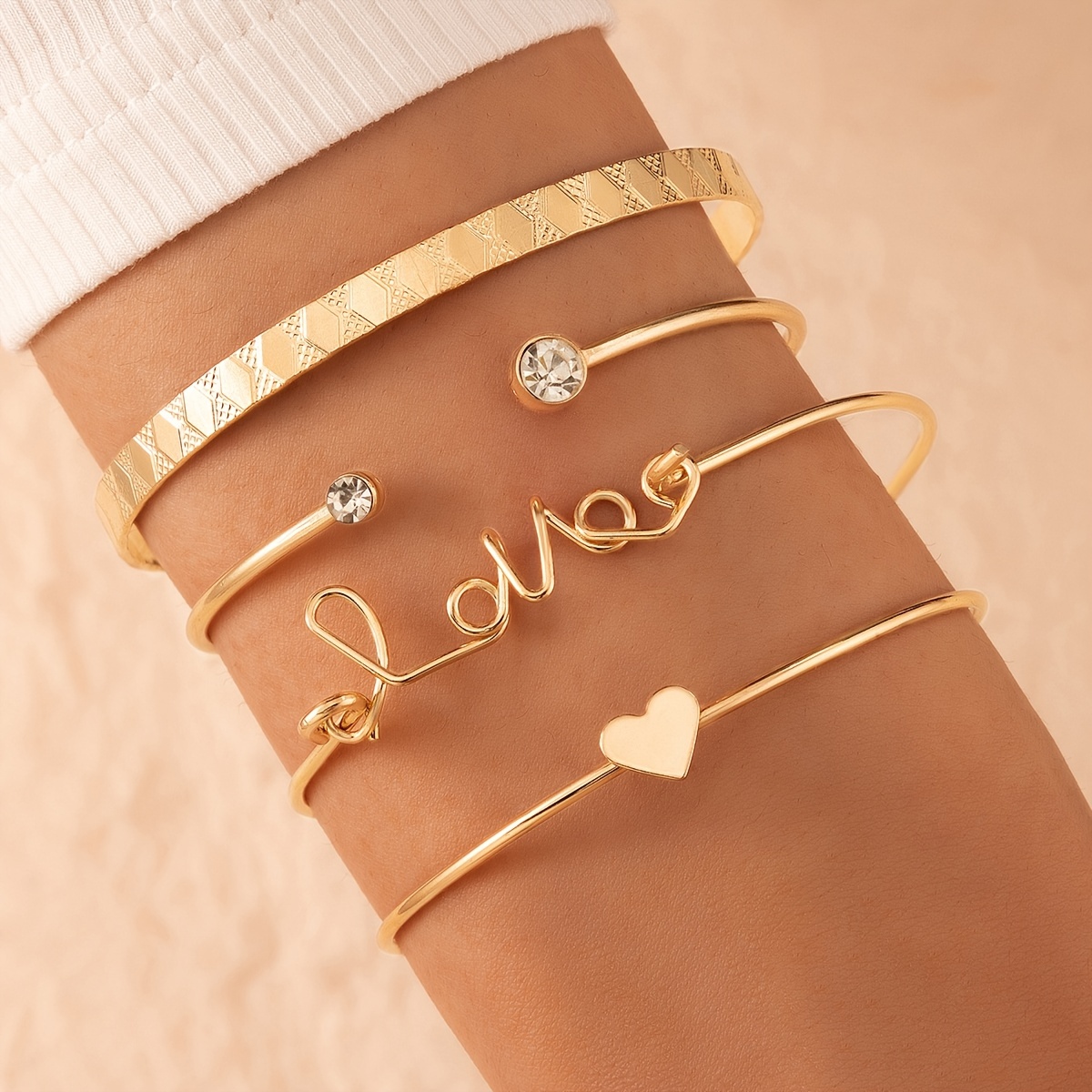 Trendy Golden Chain Bracelets 3pcs Set Women's Fashion Jewelry, Jewels Set 2023 New In,Temu