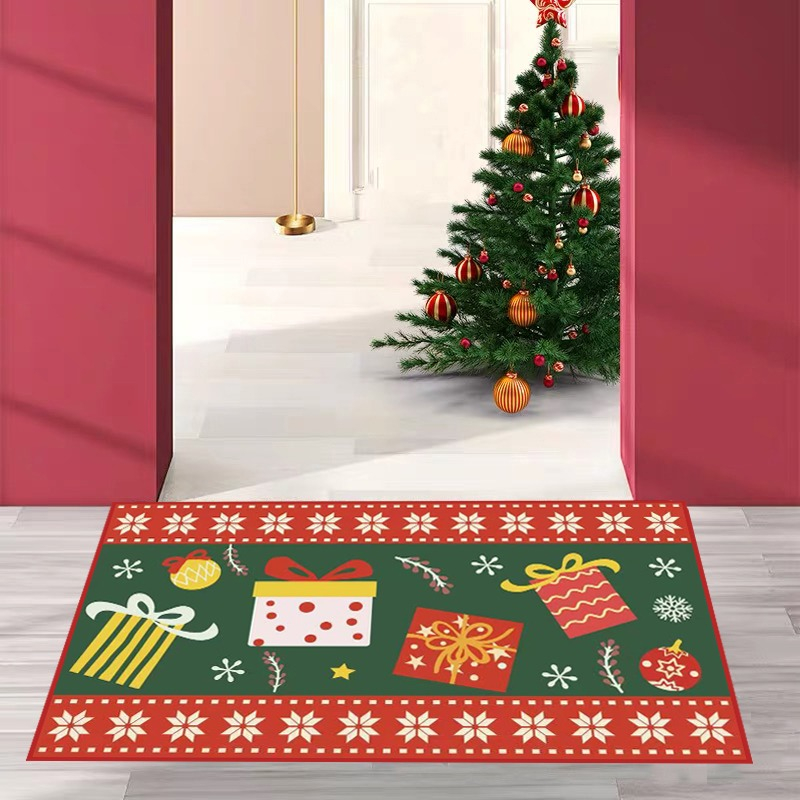 Red Christmas Mats Gifts Home Entryway Christmas Eve Carpet - Temu