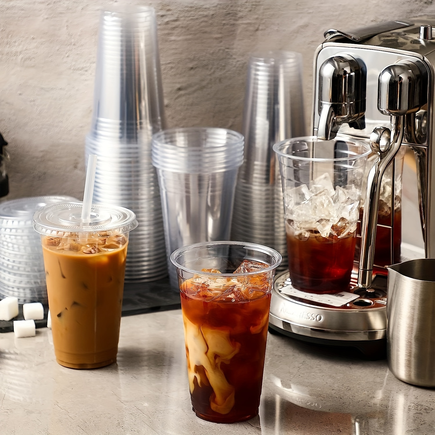 [100 unidades] Vasos de plástico PET transparente, vasos desechables para  café helado, bebidas frías…Ver más [100 unidades] Vasos de plástico PET