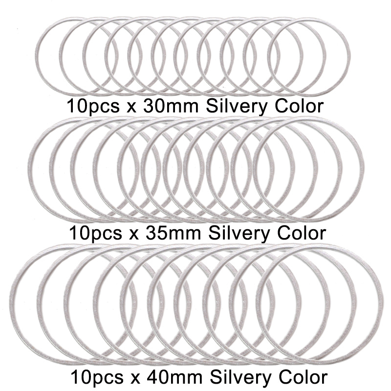Image of 30pcs Mix Size 30/35/40mm Copper Round Circle Earrings Beading Hoop Earring Findings For Jewelry Making Additions