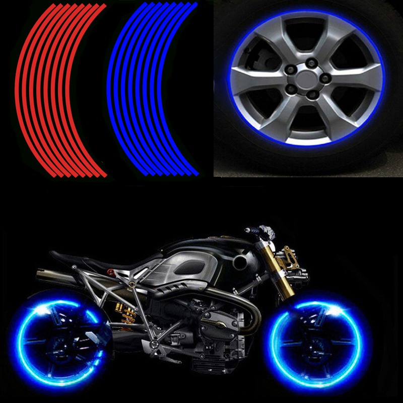 

16pcs Strips Motorcycle Wheel Sticker, Reflective Decals Rim Tape Bike Motobike Decal For Kawasaki Honda