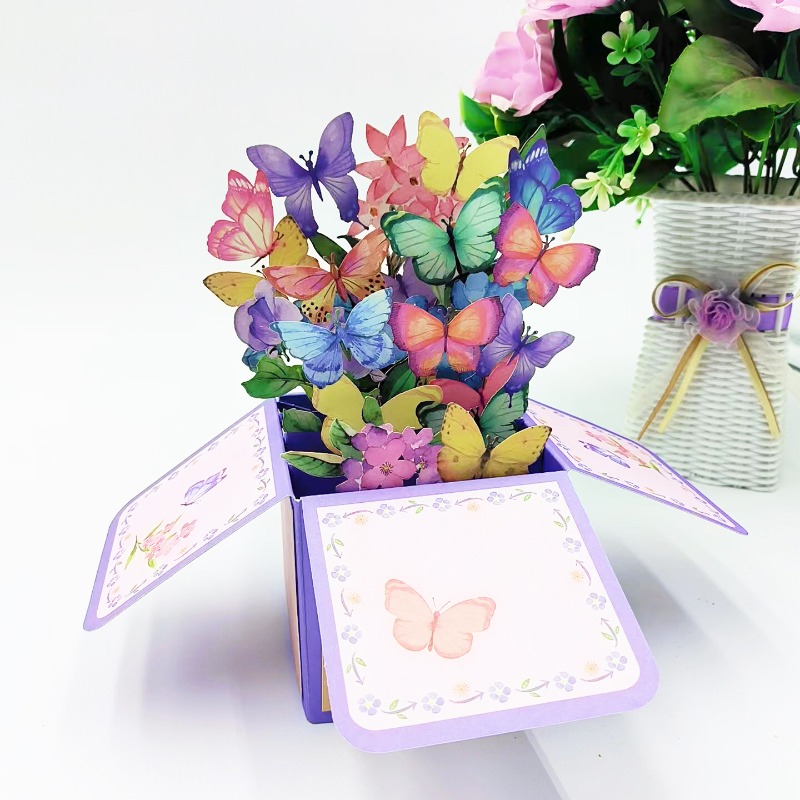 Carte de vœux Pop-Up 3D en fleurs de pêche pour Couple, cartes de