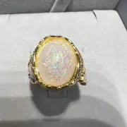 elegant ring 14k gold plated inlaid opal flower shape band multi sizes to choose perfect birthday gift for her details 5