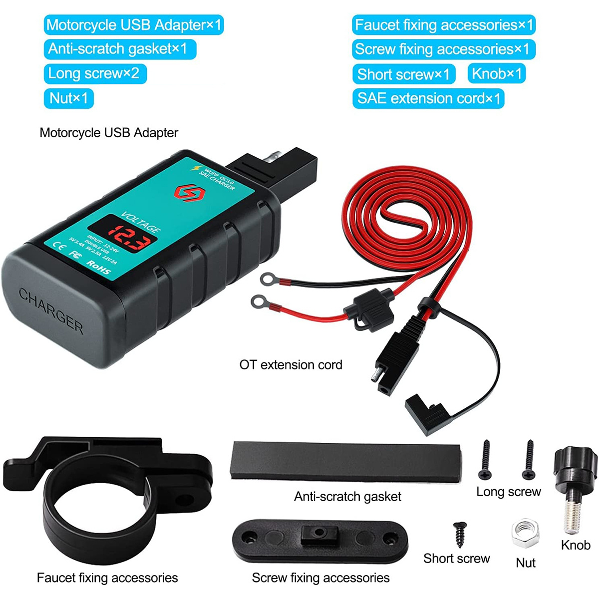 Motorcycle Usb Charger Sae Usb Adapter Type C Pd Qc 3.0 Dual - Temu
