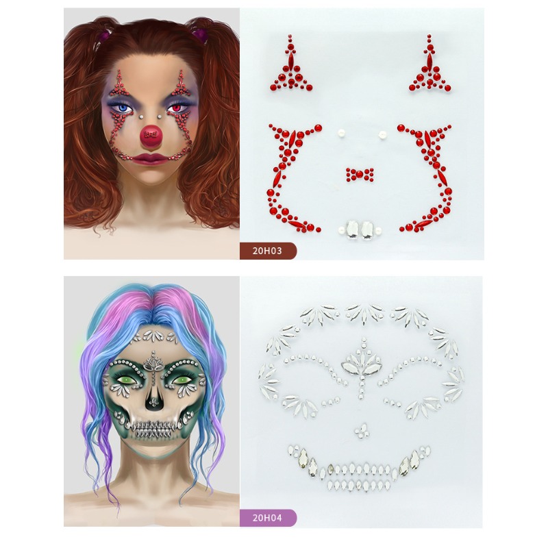 Halloween Face Gem Stickers Fluorescent DIY Party Cosplay Face Paint