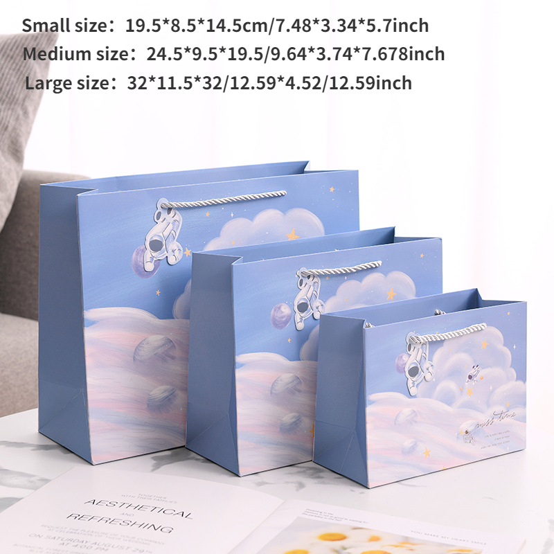 Horizontal Cartoon Astronaut Planet Gift Bag for Kids