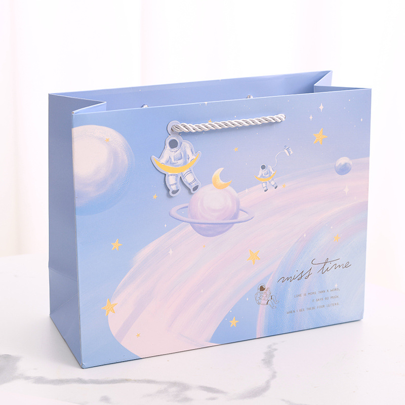 Horizontal Cartoon Astronaut Planet Gift Bag for Kids
