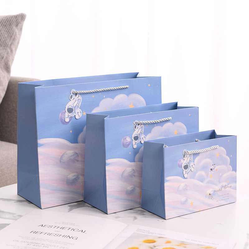 Horizontal Cartoon Astronaut Planet Gift Bag for Kids