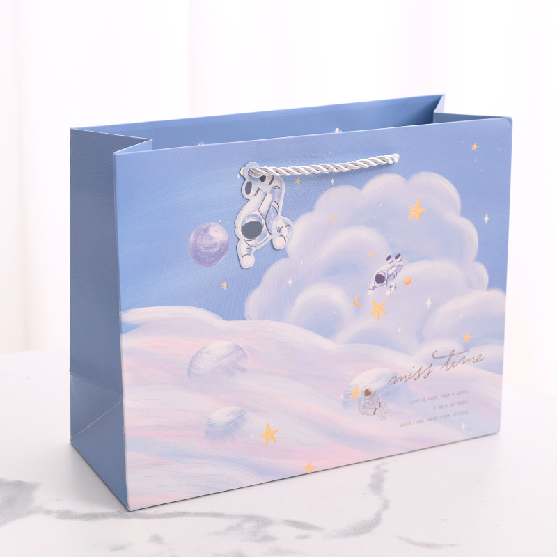 Horizontal Cartoon Astronaut Planet Gift Bag for Kids