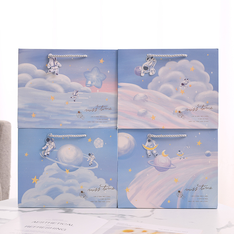 Horizontal Cartoon Astronaut Planet Gift Bag for Kids