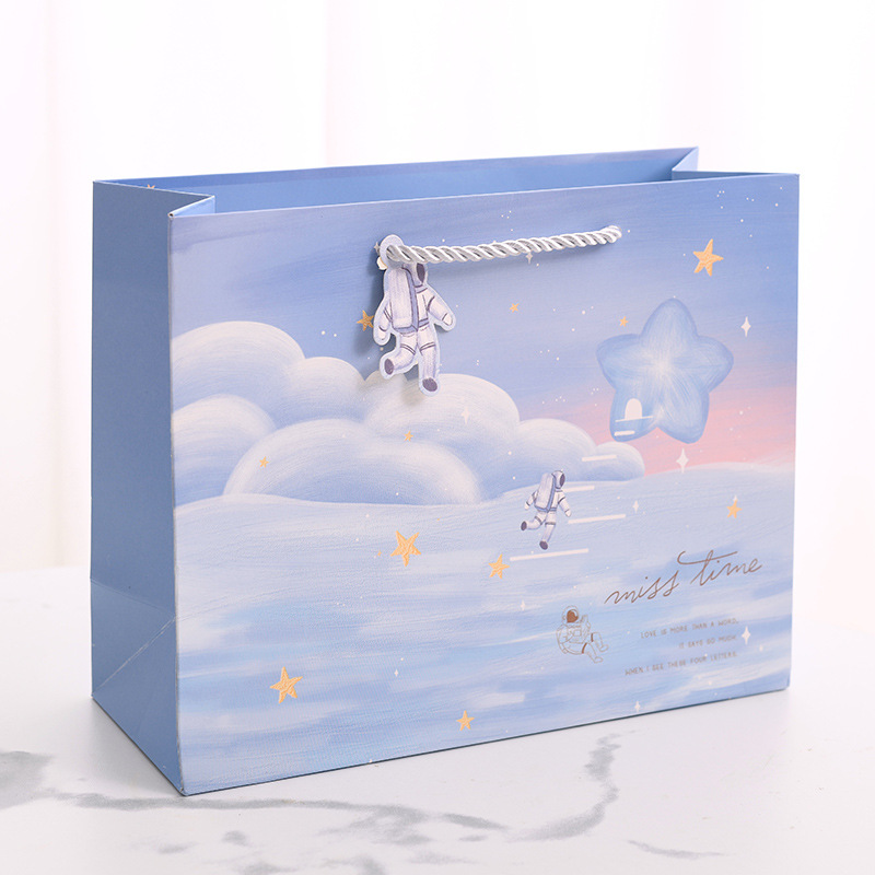 Horizontal Cartoon Astronaut Planet Gift Bag for Kids