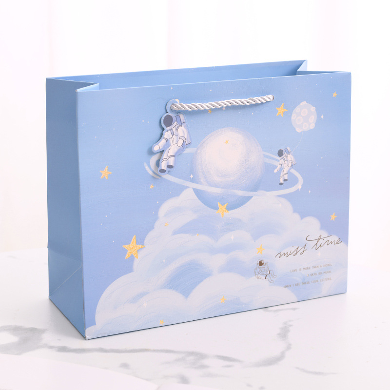 Horizontal Cartoon Astronaut Planet Gift Bag for Kids