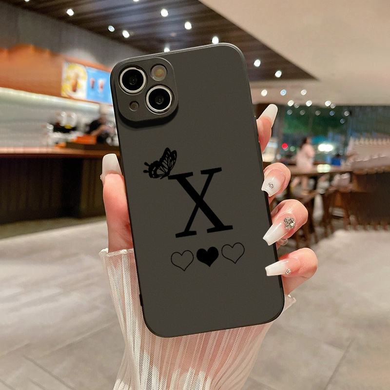 Heart & Letter X Graphic Silicone Phone Case For Iphone 11 14 13