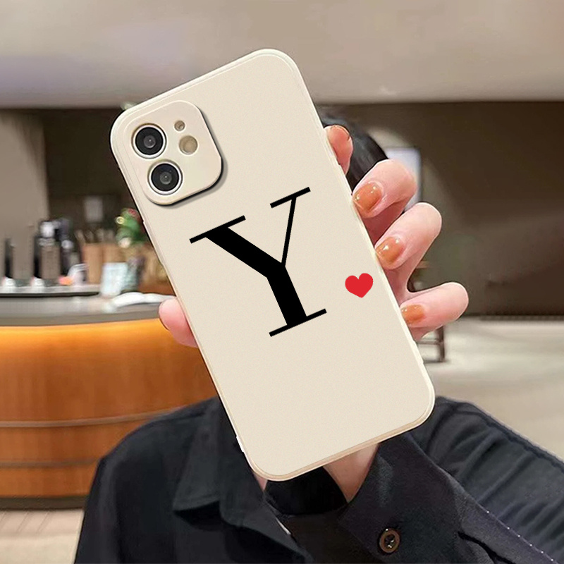 Heart & Letter Y Graphic Silicone Phone Case For Iphone 11 14 13