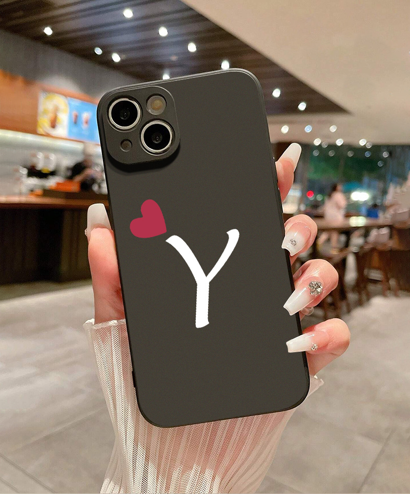 Heart & Letter Y Graphic Silicone Phone Case For Iphone 11 14 13