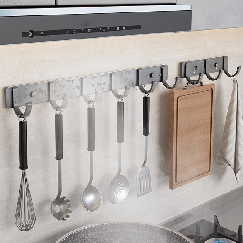 Stainless Steel 5 Shelf Wall Mount Kitchen Utensils Rack