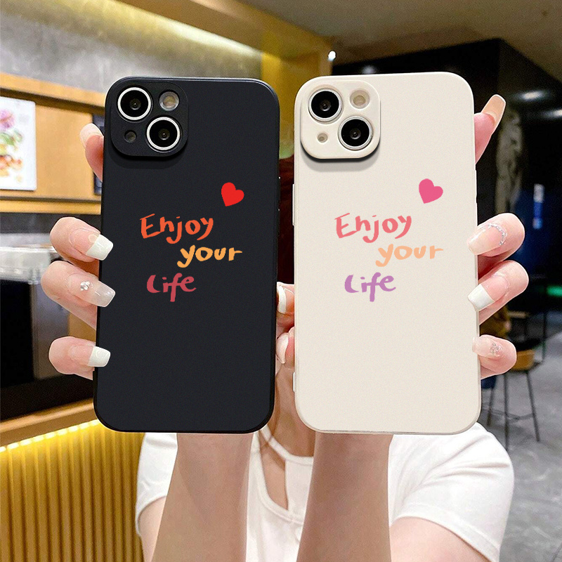 Silicone Phone Case Heart Letter Phone Case Iphone 14 13 12 - Temu 