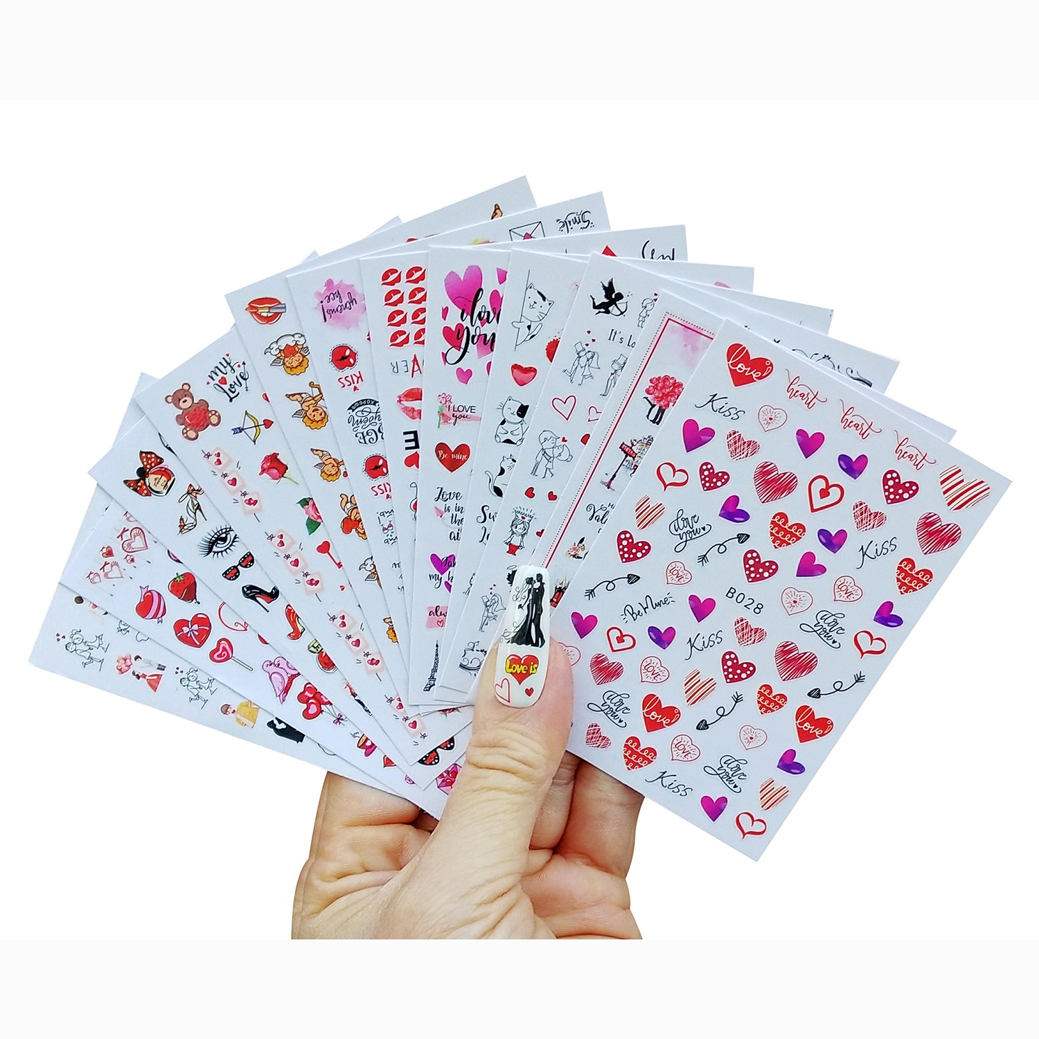 Stickers Coeurs rouges 12 pièces