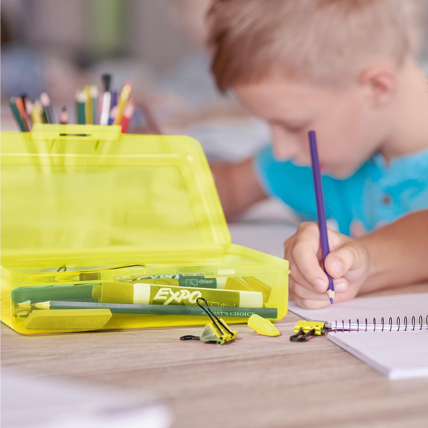 Plastic Large Capacity Pencil Boxes With Snap tight Lid - Temu