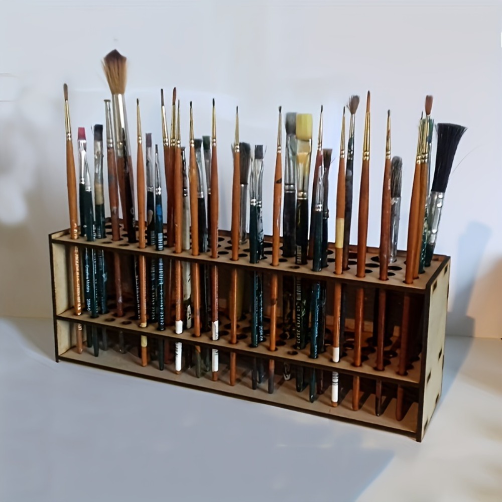 1pc Painting Brush Holder With 4 Slots, Desktop Plastic Brush Rest, Water  Coloring Brush Organizer Display Stand, For Watercolor Oil Painting Brushes