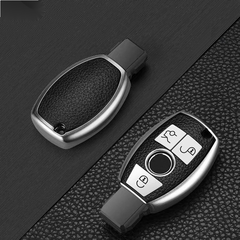 Gleamydot Autoschlüssel Hülle Kompatibel mit Schlüsselhülle Mercedes Benz  Amg W204 Glc Cla AC Klasse Auto Zubehör (Silber)