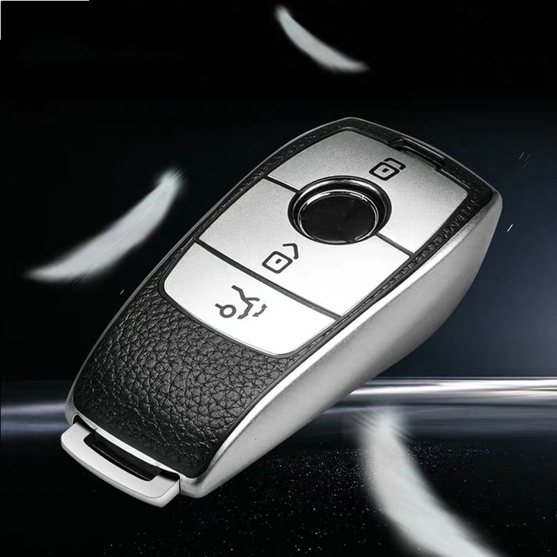 Gleamydot Autoschlüssel Hülle Kompatibel mit Schlüsselhülle Mercedes Benz  Amg W204 Glc Cla AC Klasse Auto Zubehör (Silber)