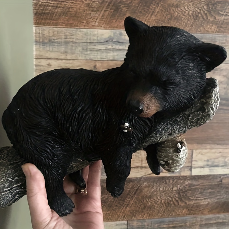Black Bear Cub Napping Hanging Out In A Tree Figurine Tree - Temu