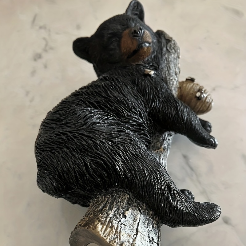 1pc Ourson Noir Faisant La Sieste Suspendu Dans Une Figurine