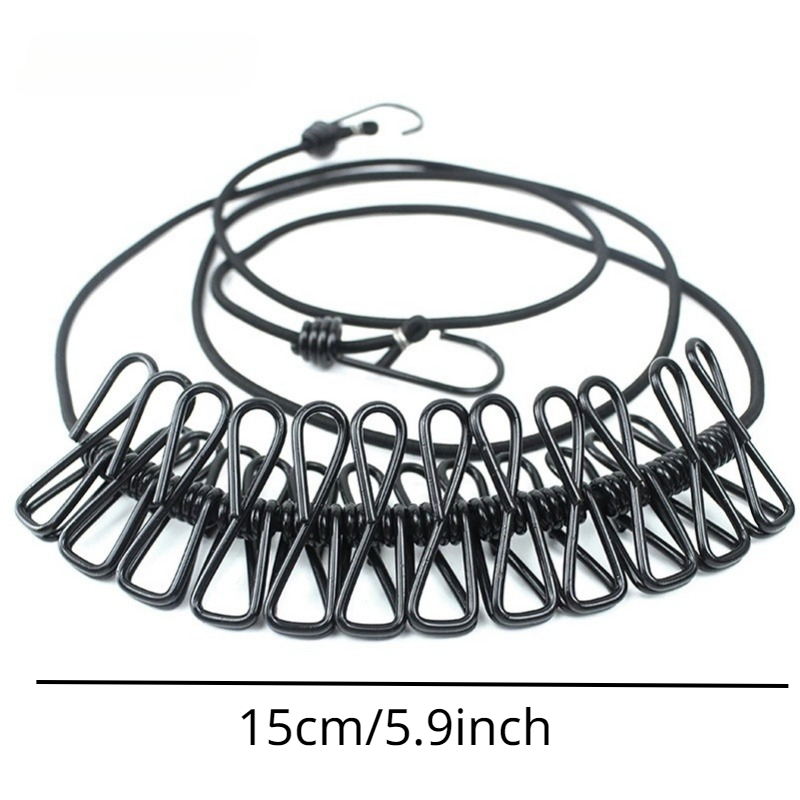 Portable Retractable Strong Windproof Clothesline (with 12 Clips) Temu