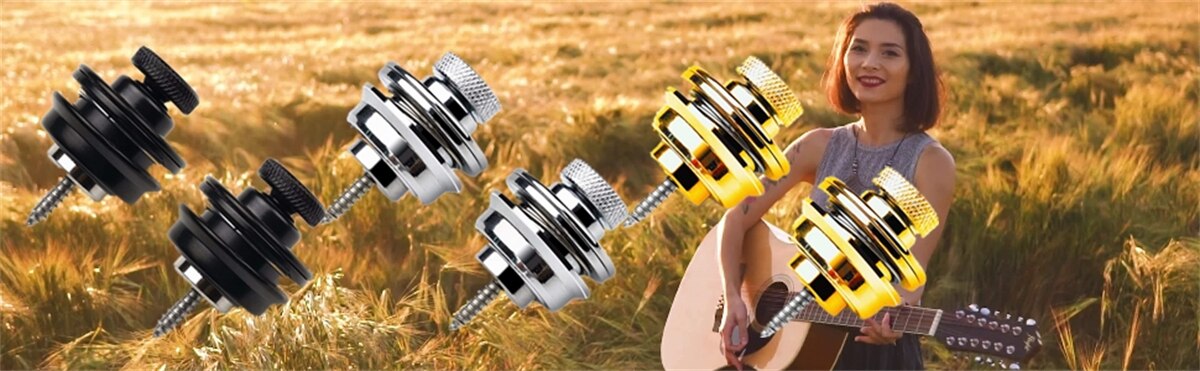 1pc Heavy Duty Guitar Strap Lock with Secure Button Locking Mechanism - Anti-Slip Straplock for Electric, Acoustic, Bass, Ukulele - Compatible with Guitar/Bass/Ukulele Straps - Durable Metal Construction (Black/, Ideal for Live Performances & Practice Sessions) - Musician Accessory, Instrument Safety, Sleek Design, Reliable Fastening, Antislip Grip, Bass Players