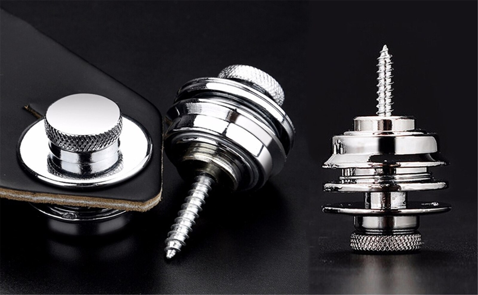 1pc Heavy Duty Guitar Strap Lock with Secure Button Locking Mechanism - Anti-Slip Straplock for Electric, Acoustic, Bass, Ukulele - Compatible with Guitar/Bass/Ukulele Straps - Durable Metal Construction (Black/, Ideal for Live Performances & Practice Sessions) - Musician Accessory, Instrument Safety, Sleek Design, Reliable Fastening, Antislip Grip, Bass Players