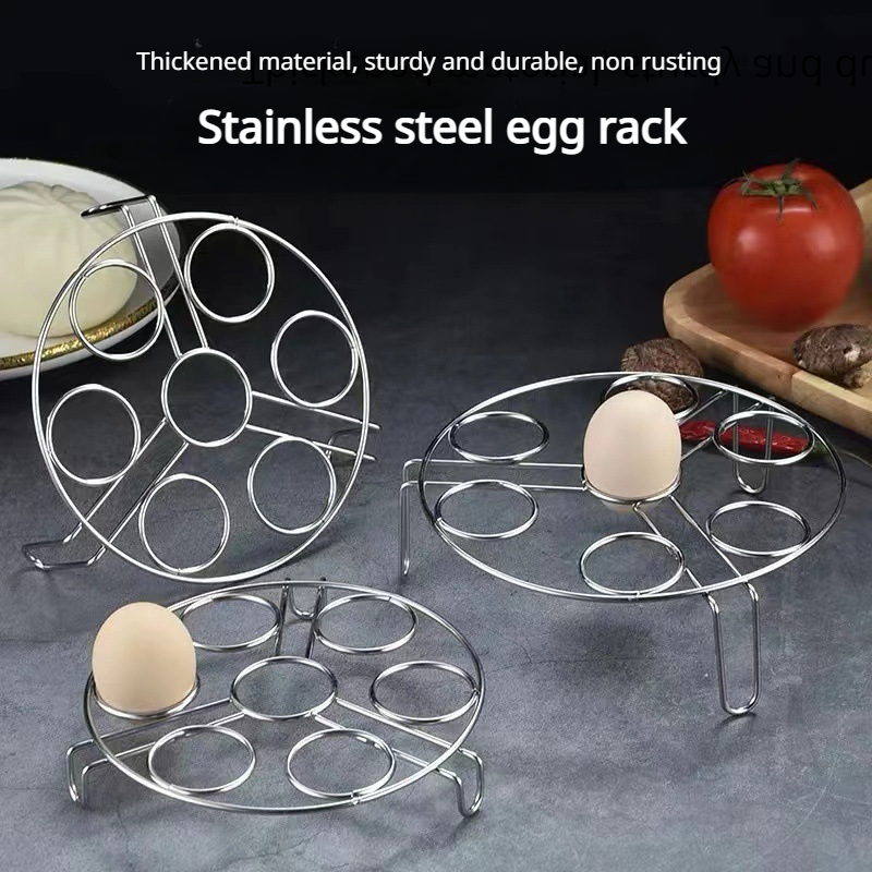 1pc Stainless Steel 7-hole Egg Steamer Rack, Kitchen Triangular High-foot Steaming  Rack Multi-function Insulated Steaming Rack