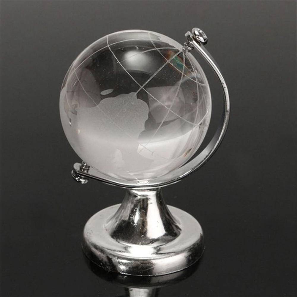 Magique Cristal Sphère Rond Terre Globe Carte du Monde Cristal Boule De  Verre Décoratif Boules en Cristal De Bureau Ornement Home Office Decor