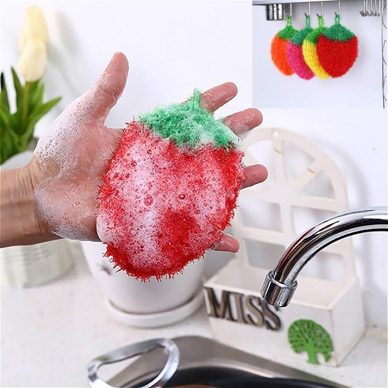 Cute Fruit Shape Thickened Sponge Dishwashing Wipe Washcloth Kitchen  Household Pot Brush Dish Sponge Kitchen Cleaning Tools